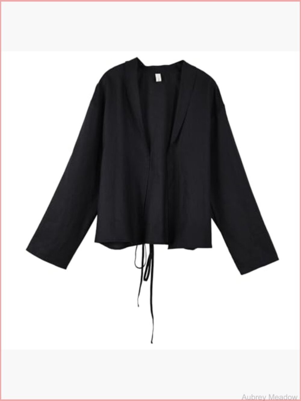 100% Linen Lightweight Open Front Cardigan Long Sleeve with Tie - Picture 2 of 7